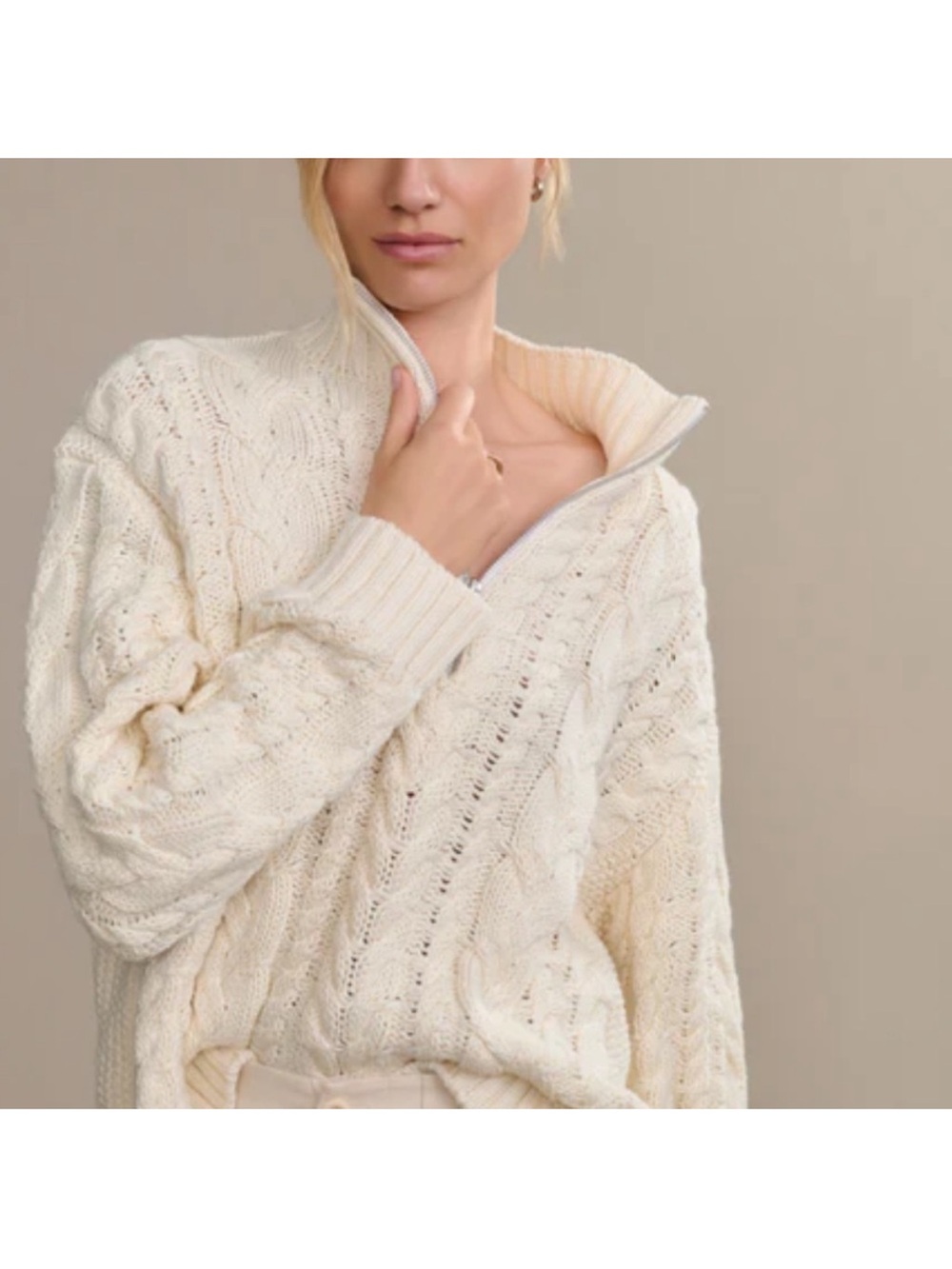 Jenni Kayne Cotton Cable Half Zip